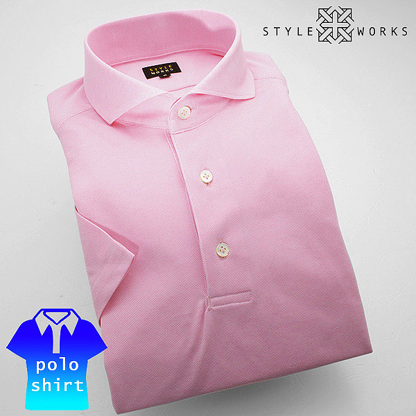安い購入 楽天市場 オリジナル半袖ポロシャツ ワンピースカッタウェイワイドカラー Coolmax交編シルケット鹿の子 ピンク メンズシャツ専門店 Style Works 格安 Www Trailconnections Com