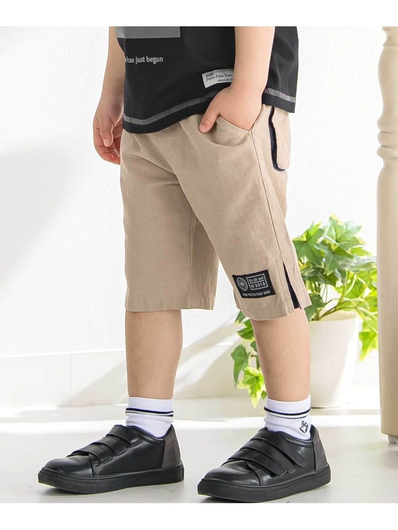 BeBe Petits Pois Vert マチ配色ショートパンツ(95~160cm) ベベ オンライン ストア パンツ その他のパンツ ベージュ ブラック【送料無料】