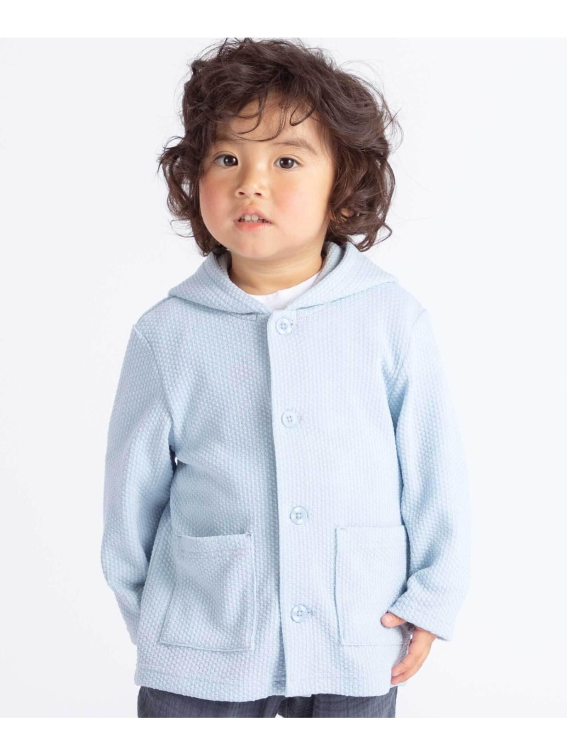 BeBe メランジワッフルポンポンフード付き添い人長袖ジレー(80~100糎) ベベ オンライン バス発着場 トップス ジレー 薄墨色 青色【貨物輸送無料】