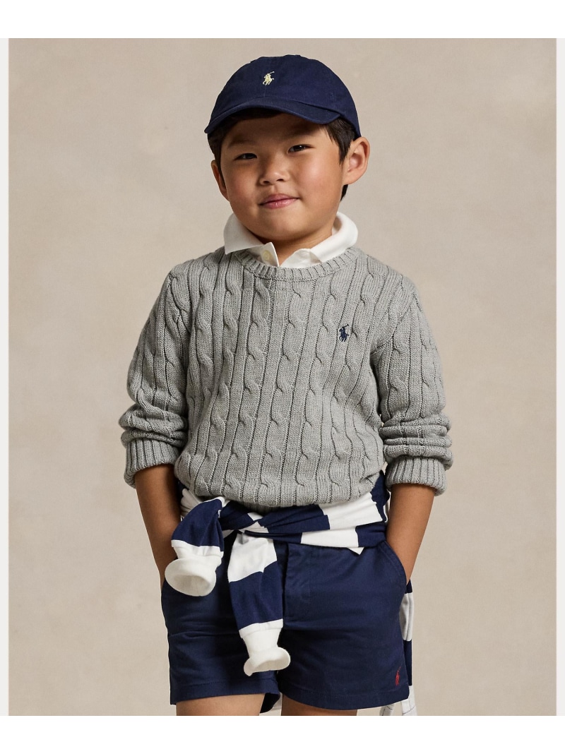 POLO RALPH LAUREN (ボーイズ 2才~7才)ケーブルニット コットン セーター ラルフローレン トップス ニット グレー【送料無料】