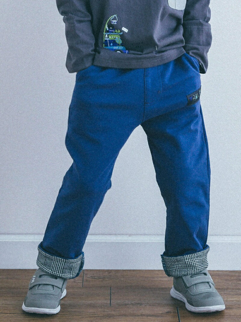 Slap Slip ベアインレー ロングパンツ 裾 チェック 折り返し 80 130cm ベベ