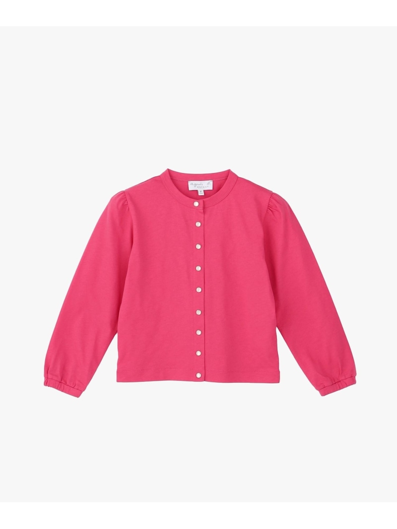 agnes b. ENFANT キッズ オーガニックコットン カーディガンプレッション \"Yaya\"" アニエスベー トップス ジレー サクラ色【貨物輸送無料】"