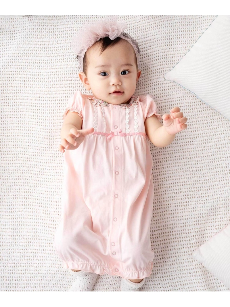 fillot de bebe reduction 【お一揃い】リバティプリント半袖2WAYオール(50~75珊) ベベ オンライン バス発着場 マタニティウェア・ベビー装置 ロンパース・取りまかなう櫂 黄色 さくら色【貨物輸送無料】