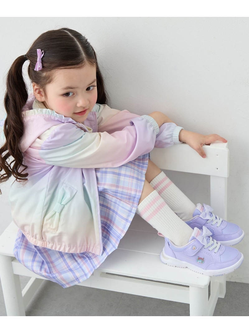 ANY KIDS 【ANY KIDS別注モデル】瞬足 ネコモチーフスニーカー エニィ シューズ・靴 スニーカー グリーン パープル ピンク【送料無料】