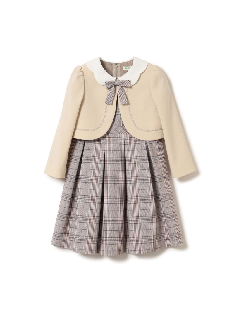 BEAMS mini セレモニー ワンピース + ボレロ セット 2026SS(110~130cm) ビームスセレモニー2026 26SS 入学式 卒業式 入園式 卒園式 フォーマル 面接 式典 七五三 発表会 セットアップ ビームス ミニ ワンピース・ドレス ドレス ホワイト パープル【送料無料】
