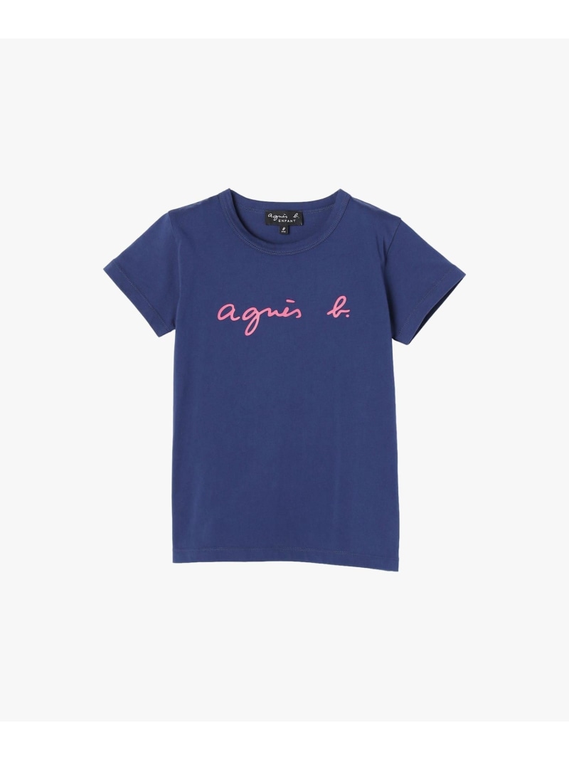 agnes b. ENFANT キッズ ロゴ コットン 半袖 Tシャツ アニエスベー トップス カットソー・Tシャツ ネイビー【送料無料】