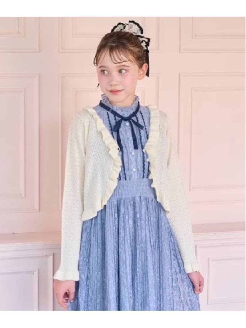mezzo piano Junior フラウンスジレー♪ ナルミヤオンライン トップス ジレー サクラ色 白いこと【貨物輸送無料】