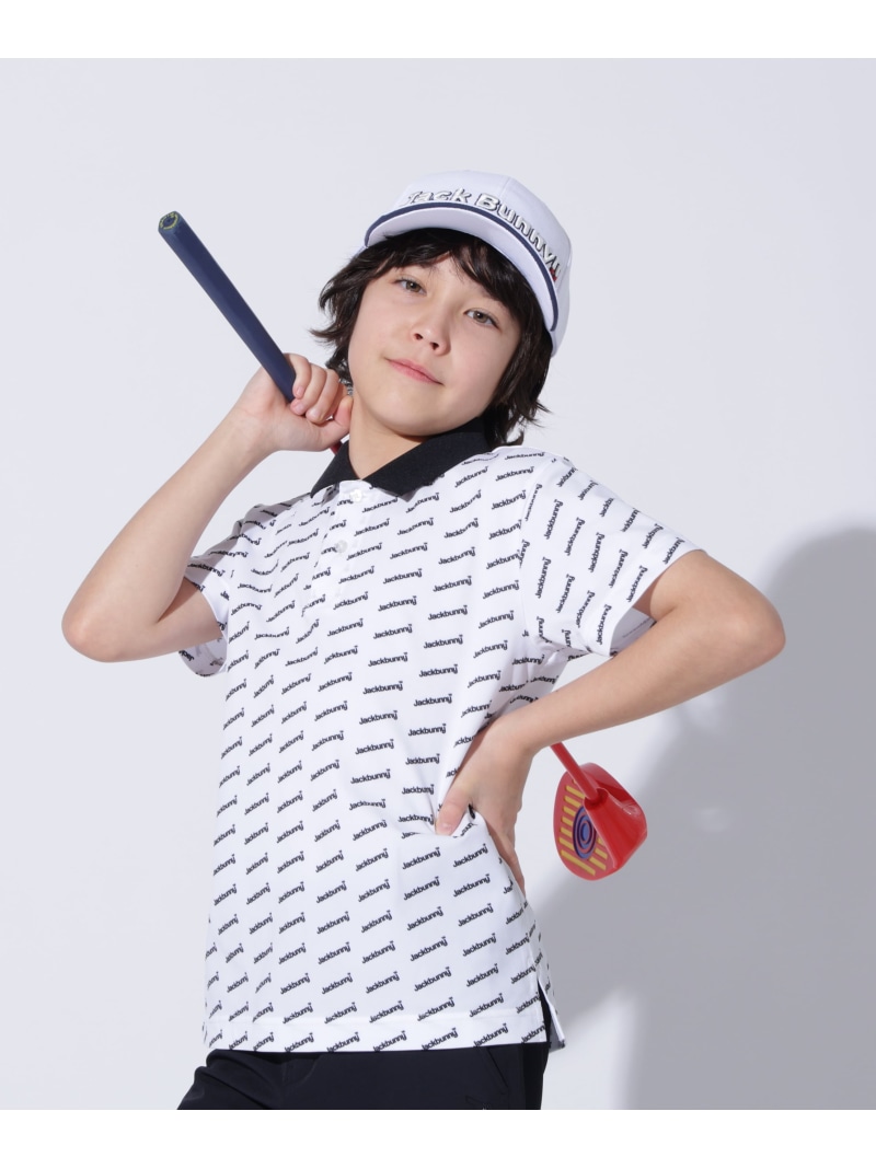 Jack Bunny!! HyperHelix 変形メッシュ半袖ポロシャツ (ジュニア) ジャックバニー トップス ポロシャツ ホワイト ブルー【送料無料】
