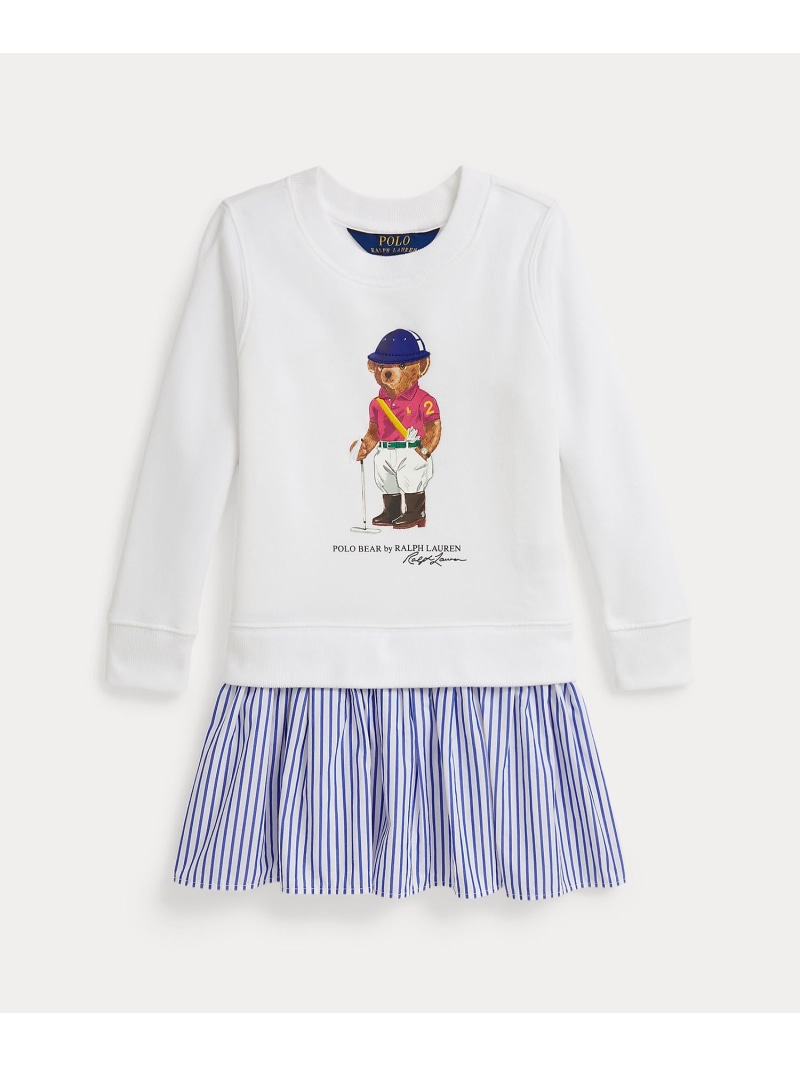 POLO RALPH LAUREN (ガールズ 2才~6才)Polo ベア ストライプドスカート フリース ドレス ラルフローレン ワンピース・ドレス ワンピース ホワイト【送料無料】| Fashion Kids