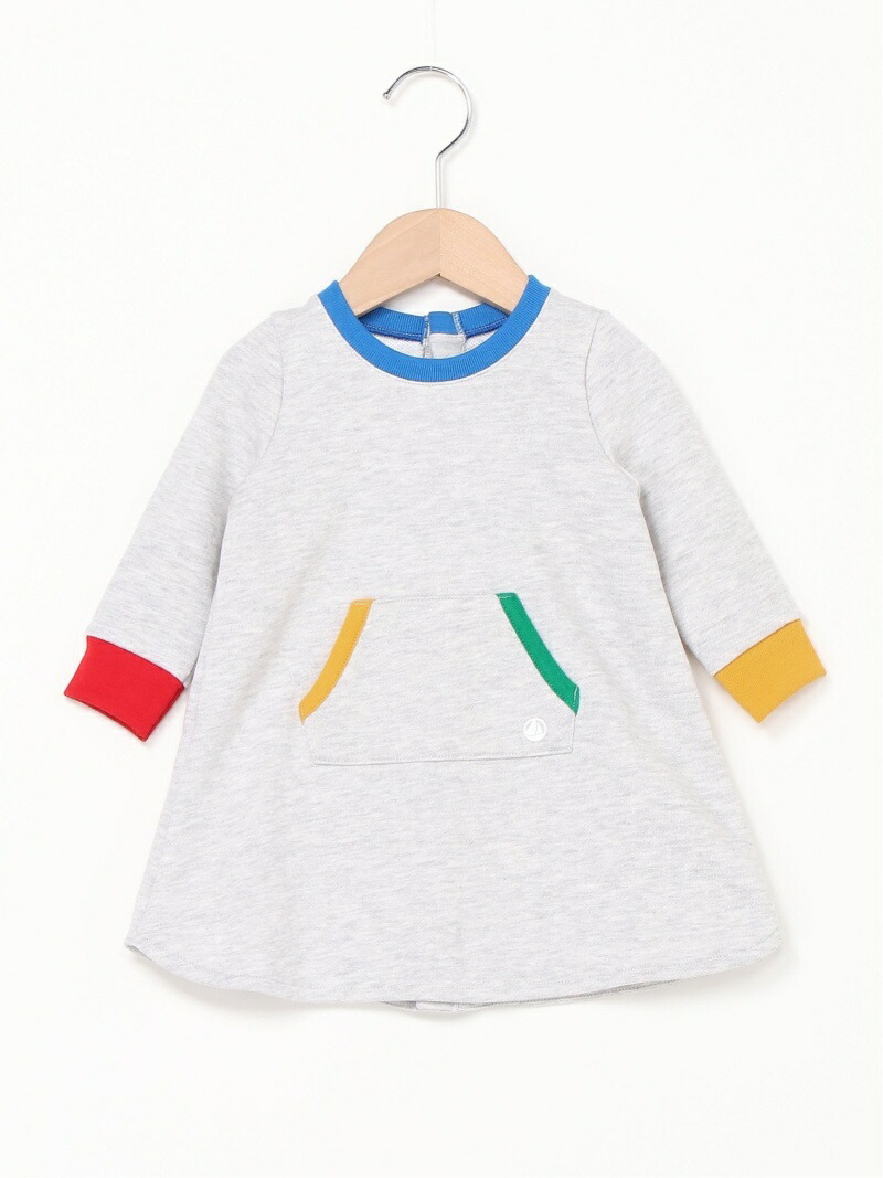 Petit Bateau K スウェット衣裳 プチバトー ワンピース キッズワンピース グレイ 貨物輸送無料 Sermecol Com