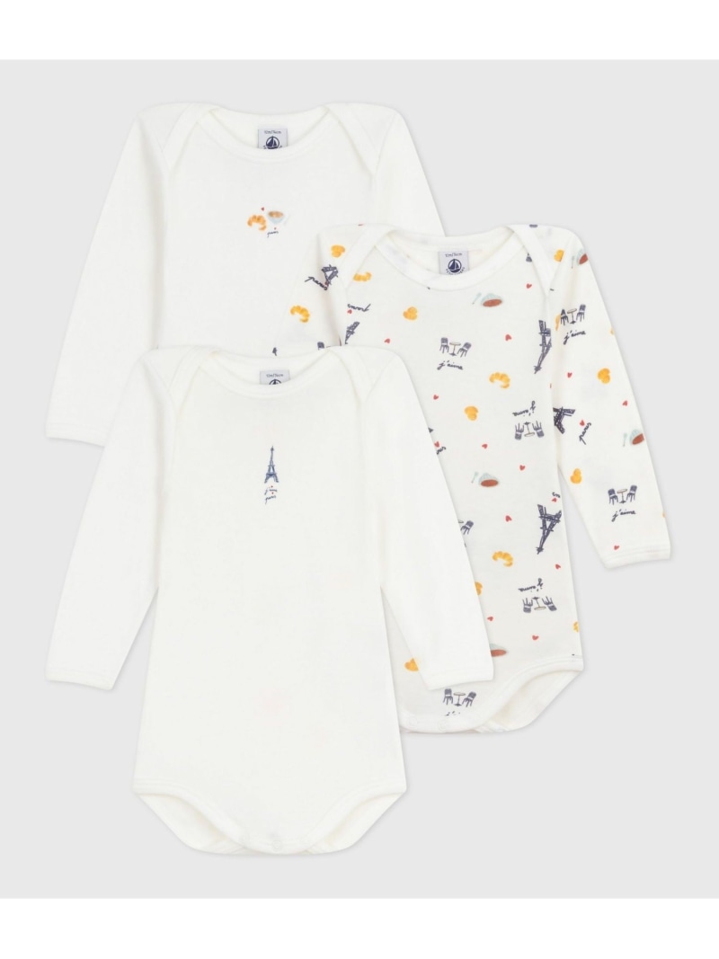 【SALE／10%OFF】PETIT BATEAU 長袖ボディ3枚組 プチバトー マタニティウェア・ベビー用品 ロンパース・カバーオール【RBA_E】【送料無料】