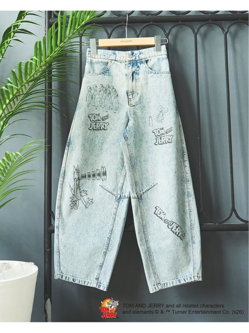 pom ponette junior 【130cmあり】【TOM AND JERRY】バレルシルエットパンツ ナルミヤオンライン パンツ その他のパンツ ブルー【送料無料】