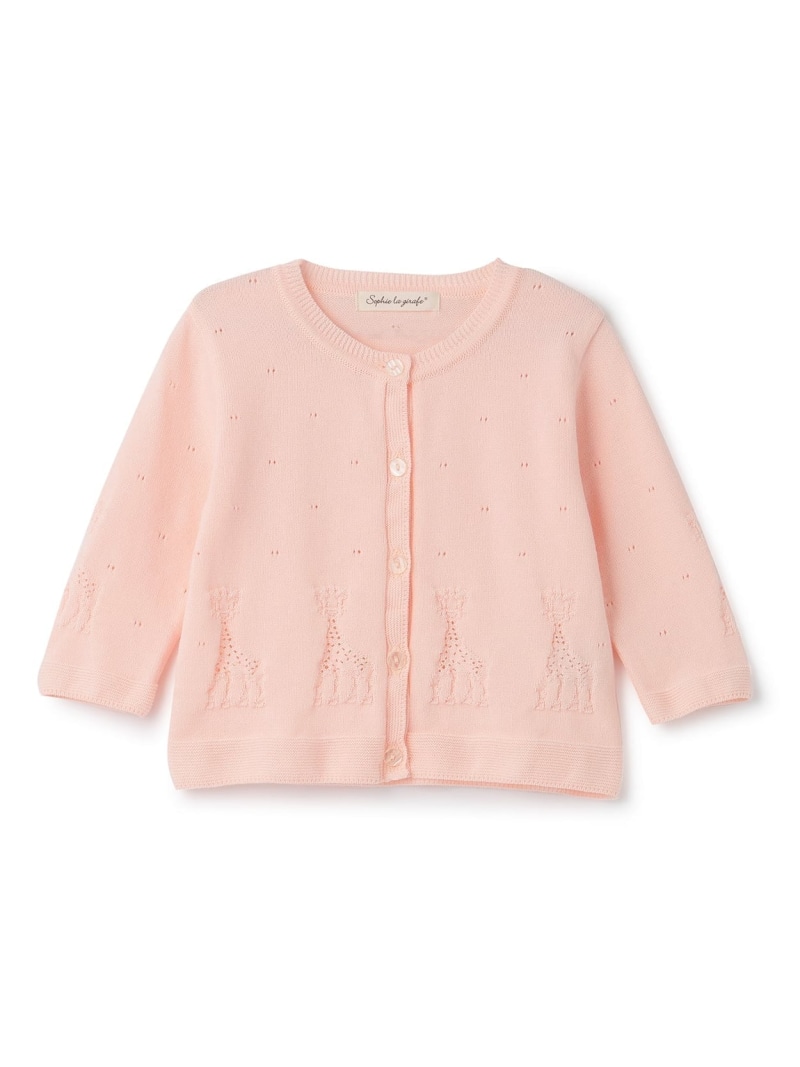 Sophie la girafe 透かし編みジレー【日本製】 ナルミヤオンライン トップス ジレー 白いこと サクラ色【貨物輸送無料】
