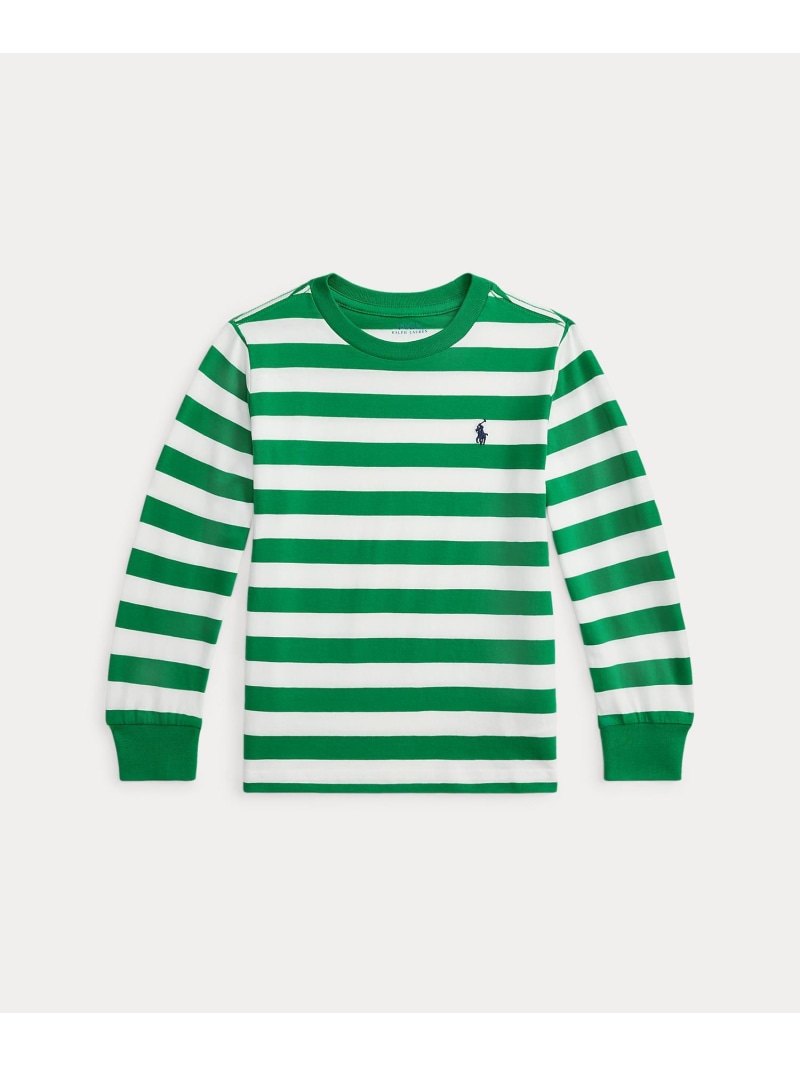 POLO RALPH LAUREN (ボーイズ 2才~7才)ストライプド コットン ロングスリーブ Tシャツ ラルフローレン トップス カットソー・Tシャツ グリーン【送料無料】