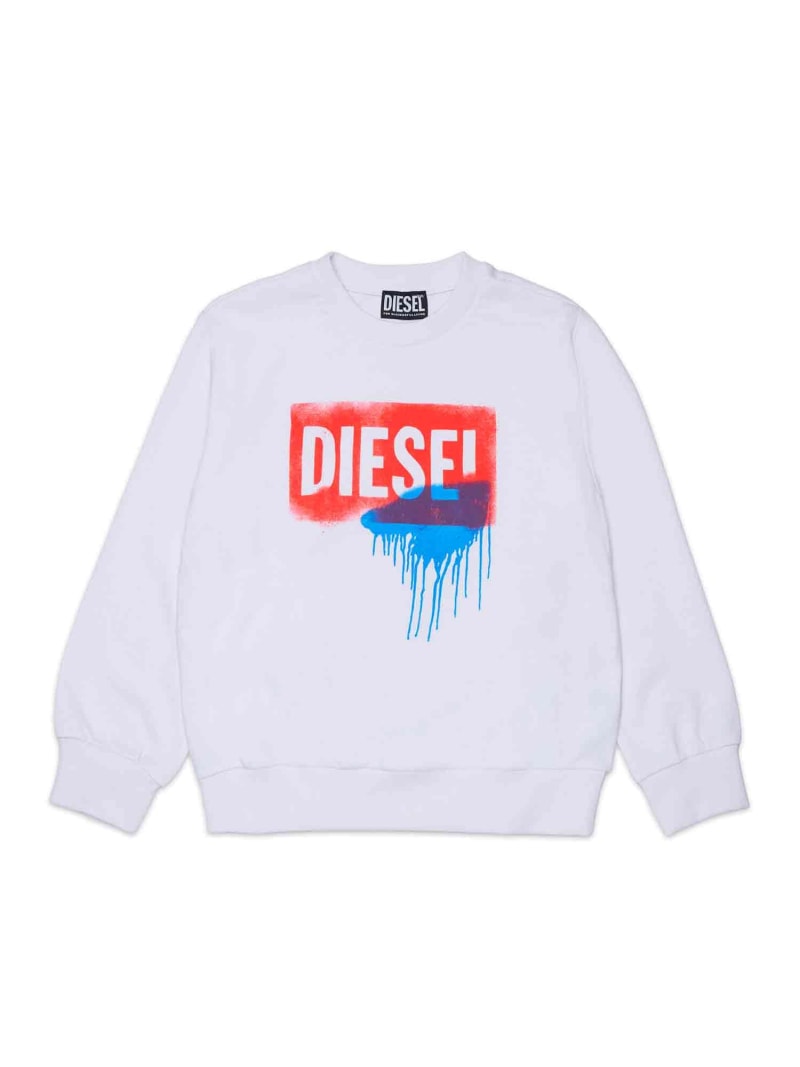 【SALE／38%OFF】DIESEL DIESEL ディーゼル Kids \u0026 Junior ブランドロゴスウェットプルオーバー シフォン トップス スウェット・トレーナー 薄墨色 白いこと 赤いこと【RBA_E】【貨物輸送無料】