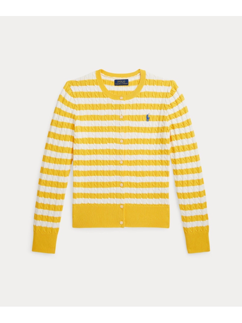 POLO RALPH LAUREN (ガールズ 7才~16才)ストライプド ミニ有線テレビ 綿織物 ジレー ラルフローレン トップス ジレー 黄色【貨物輸送無料】
