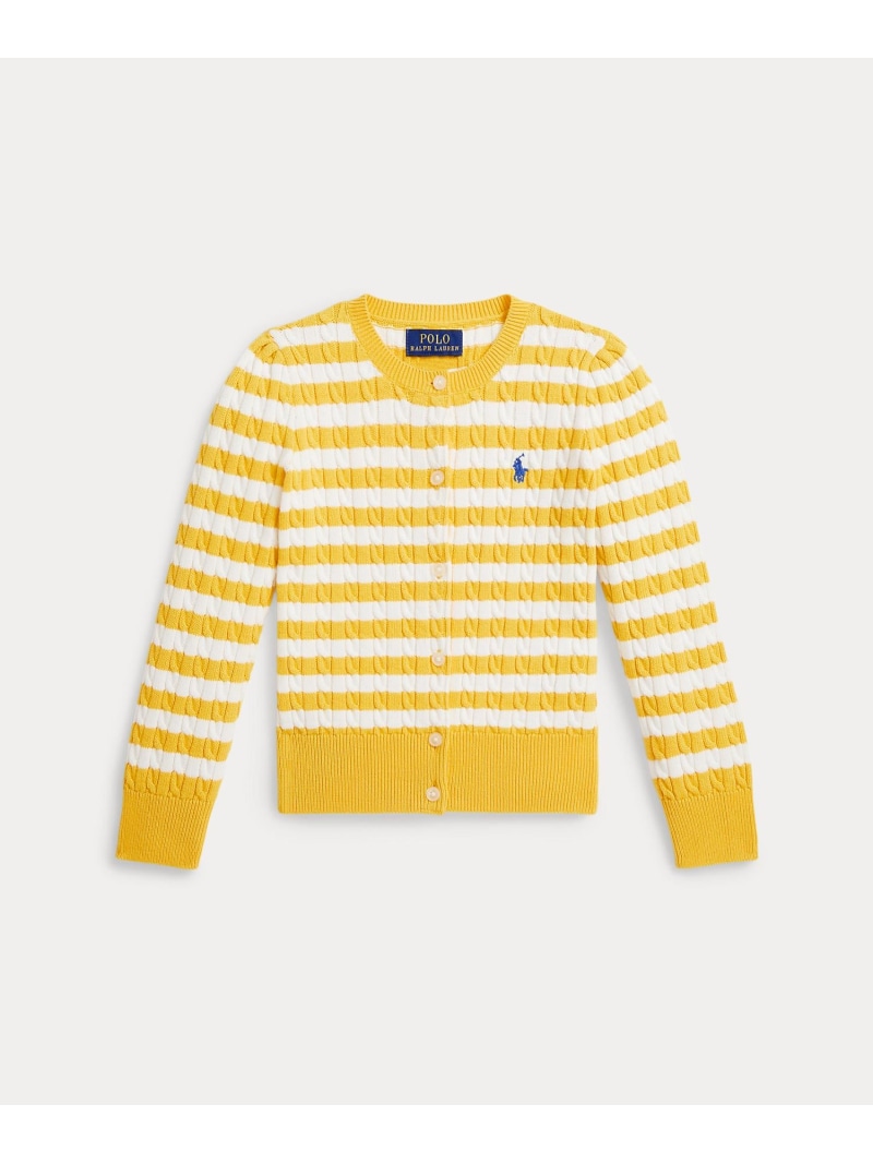 POLO RALPH LAUREN (ガールズ 2才~6才)ストライプド ミニ有線テレビ 綿織物 ジレー ラルフローレン トップス ジレー 黄色【貨物輸送無料】