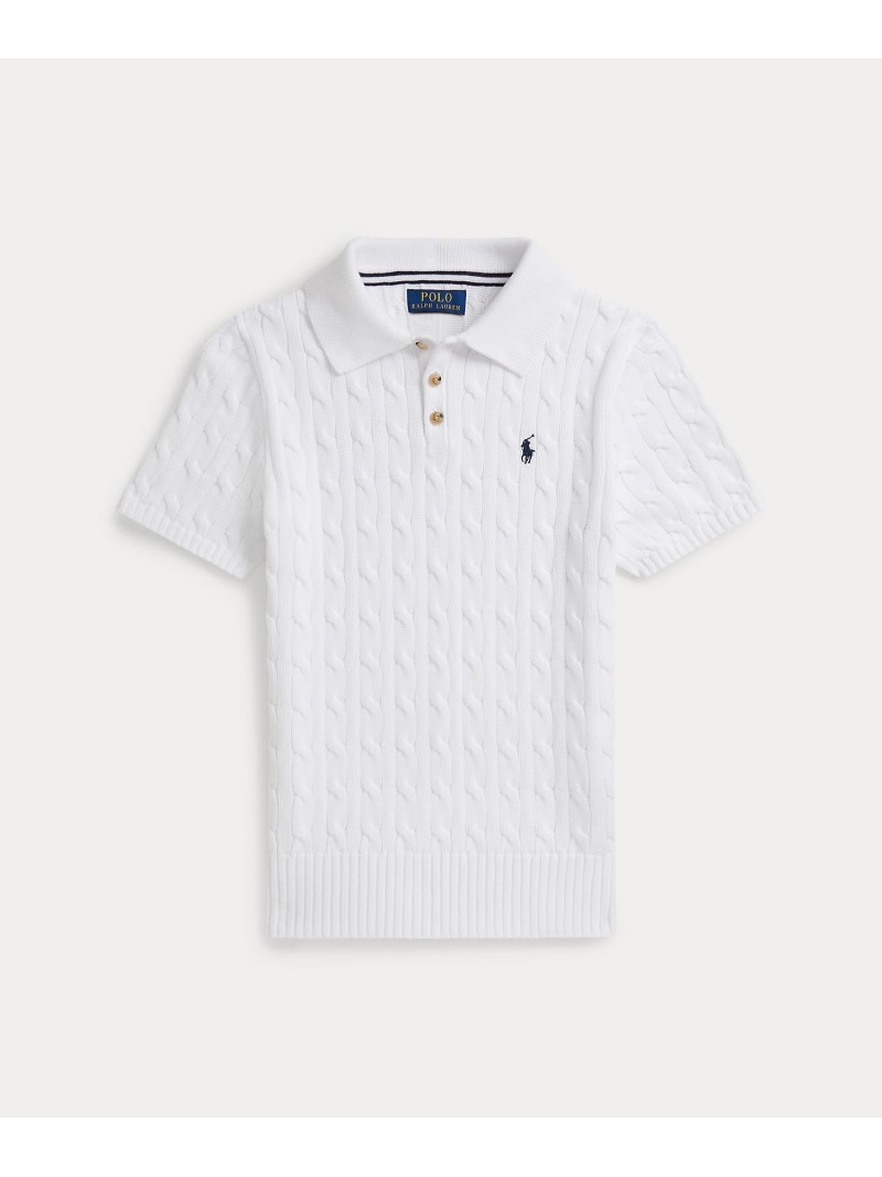 POLO RALPH LAUREN (ボーイズ 8才~20才)ケーブルニット コットン ポロカラー セーター ラルフローレン トップス ポロシャツ ホワイト【送料無料】