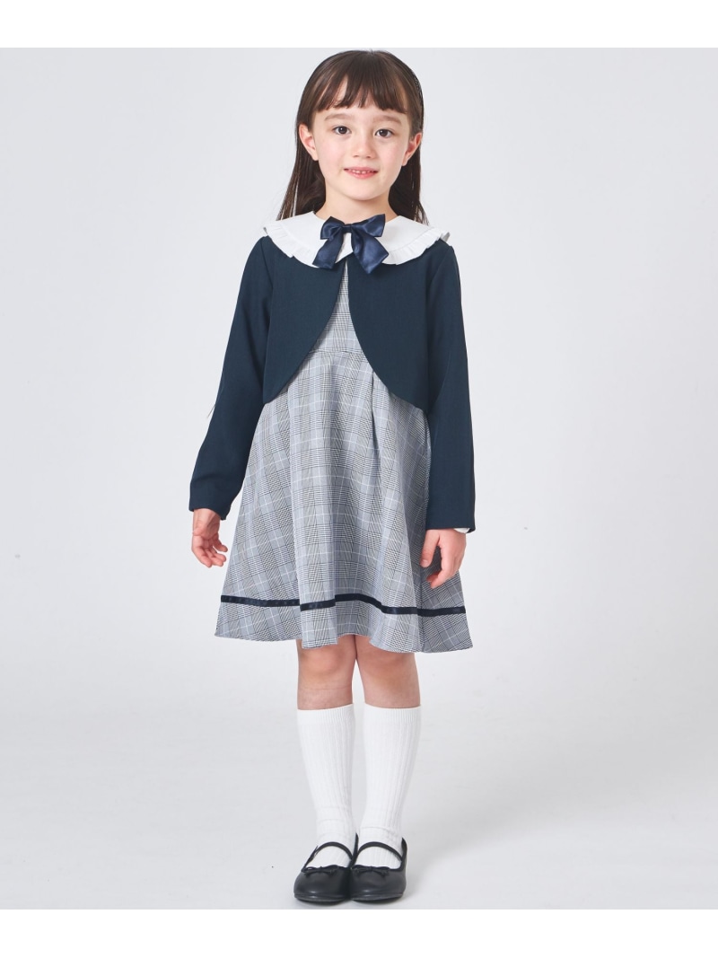 pairmanon 【オケージョン対応】ガールズ ボレロセット シフォン袖 ノーカラーワンピース ペアマノン ジャケット・アウター ノーカラージャケット ベージュ ブラック ネイビー【送料無料】