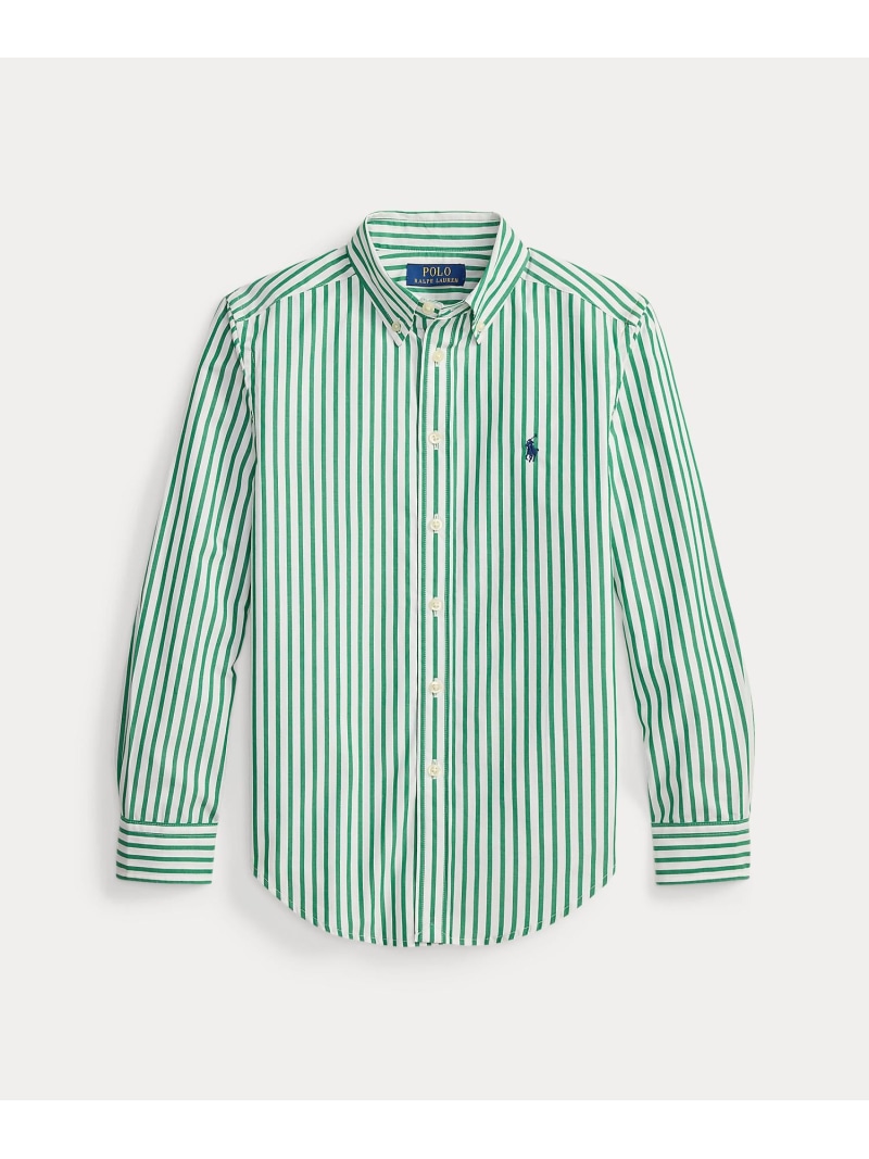 POLO RALPH LAUREN (ボーイズ 8才~20才)ストライプド コットン ポプリン シャツ ラルフローレン トップス シャツ・ブラウス グリーン【送料無料】