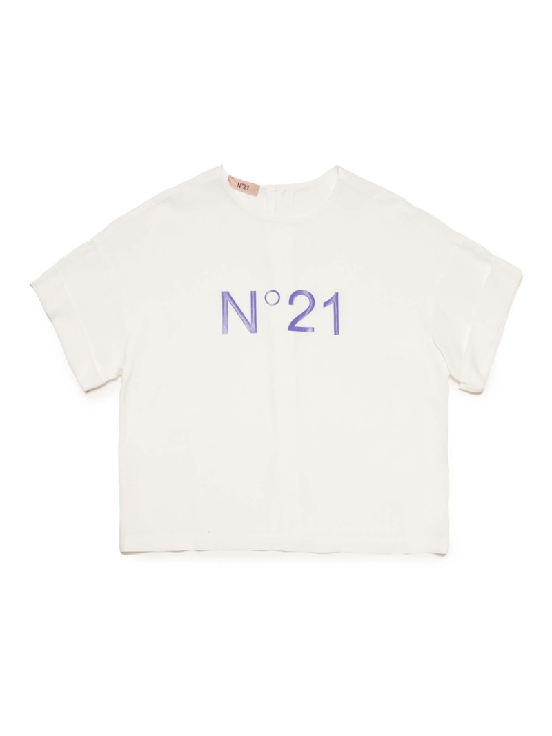 【SALE／62%OFF】N21 N°21 ヌメロ ヴェントゥーノ Kids \u0026 Junior ブランド名ロゴタイプ半袖プルオーバーカットソー シフォン トップス カットソー・プルオーバー サクラ色 白いこと【RBA_E】【貨物輸送無料】