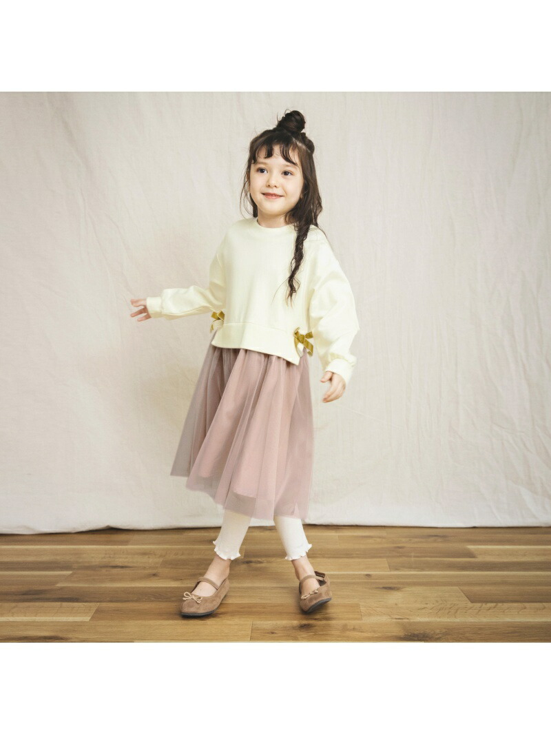 Branshes ミニ裏毛 チュールドッキングワンピース ブランシェス Branshes ミニ裏毛 チュールドッキングワンピース ブランシェス