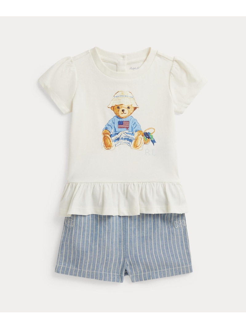 POLO RALPH LAUREN (もの言う花)Polo ベア プルオーバー \u0026 リネン綿織物 遊撃手ズボン下 ラルフローレン トップス カットソー・プルオーバー 白いこと【貨物輸送無料】