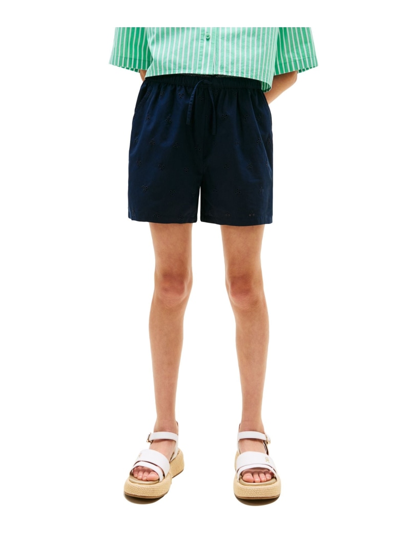 TOMMY HILFIGER GIRLS ブローダリーアングレーズショートパンツ 26SS トミーヒルフィガー マタニティウェア・ベビー装置 ベビーボトムス 米国海軍【貨物輸送無料】