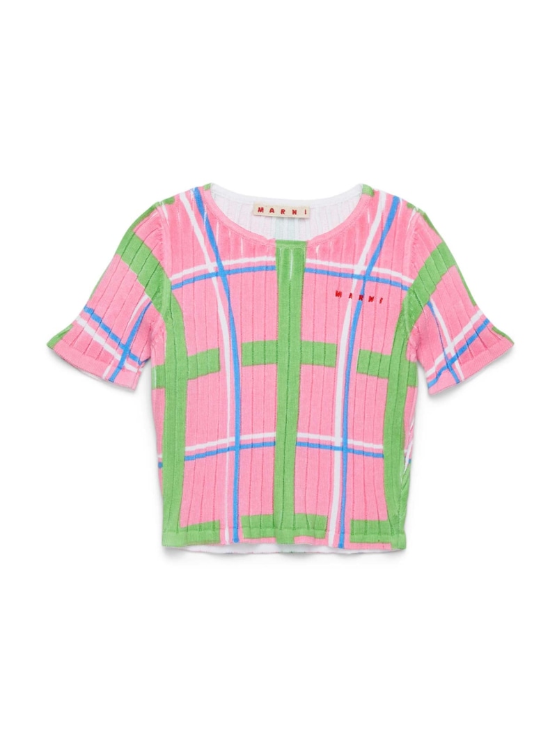 【SALE／53%OFF】MARNI MARNI マルニ Kids & Junior チェック半袖ニット シフォン トップス ニット ピンク【RBA_E】【送料無料】｜ Fashion Kids