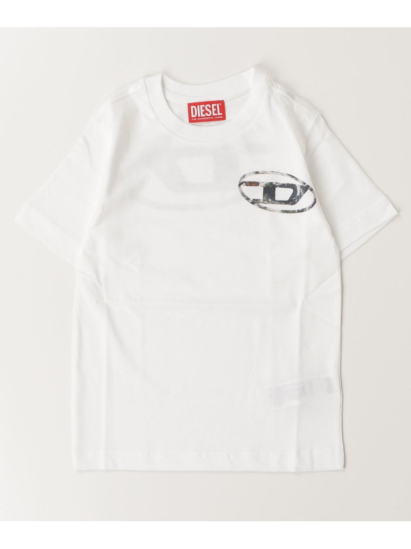 【SALE／55%OFF】DIESEL DIESEL ワンポイントブランドロゴ半袖Tシャツカットソー Kids シフォン トップス カットソー・Tシャツ ホワイト ブラック【RBA_E】【送料無料】