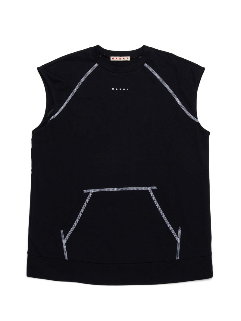 【SALE／56%OFF】MARNI MARNI マルニ Kids \u0026 Junior ワンポイントブランド名半袖プルオーバーカットソー シフォン トップス カットソー・プルオーバー 黒いこと【RBA_E】【貨物輸送無料】