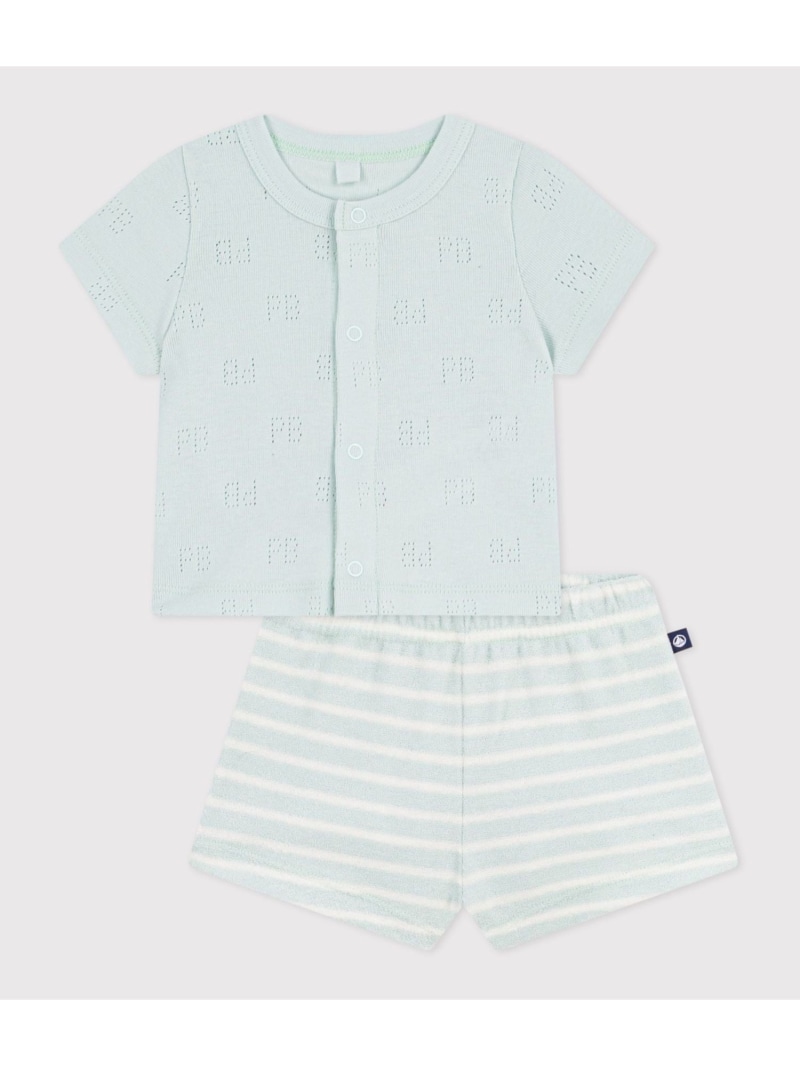 PETIT BATEAU 針抜き ベビー2点セット プチバトー トップス シャツ・ブラウス ホワイト【送料無料】