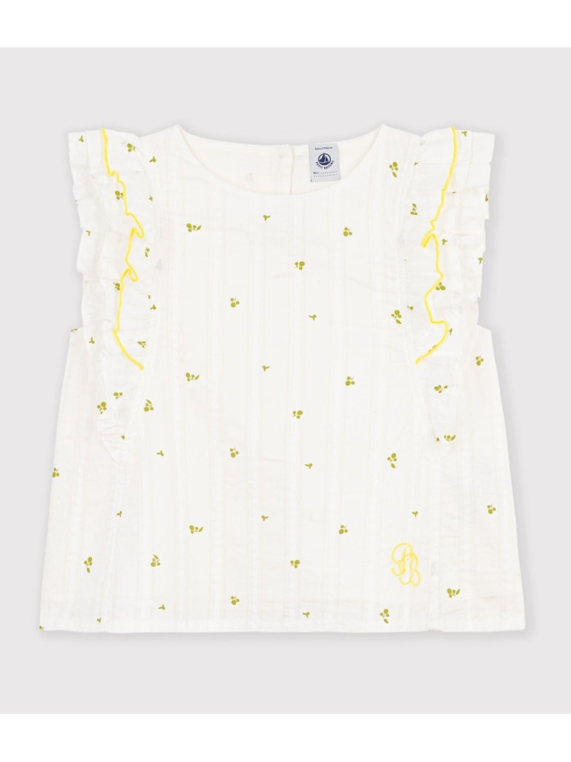 【SALE／10%OFF】PETIT BATEAU フラワープリントブラウス プチバトー トップス プルオーバー・トップ 白いこと【RBA_E】【貨物輸送無料】