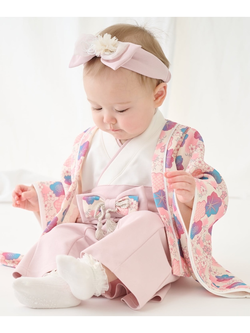 petit main girls 袴カバーオール ナルミヤオンライン マタニティウェア・ベビー用品 ロンパース・カバーオール ピンク【送料無料】