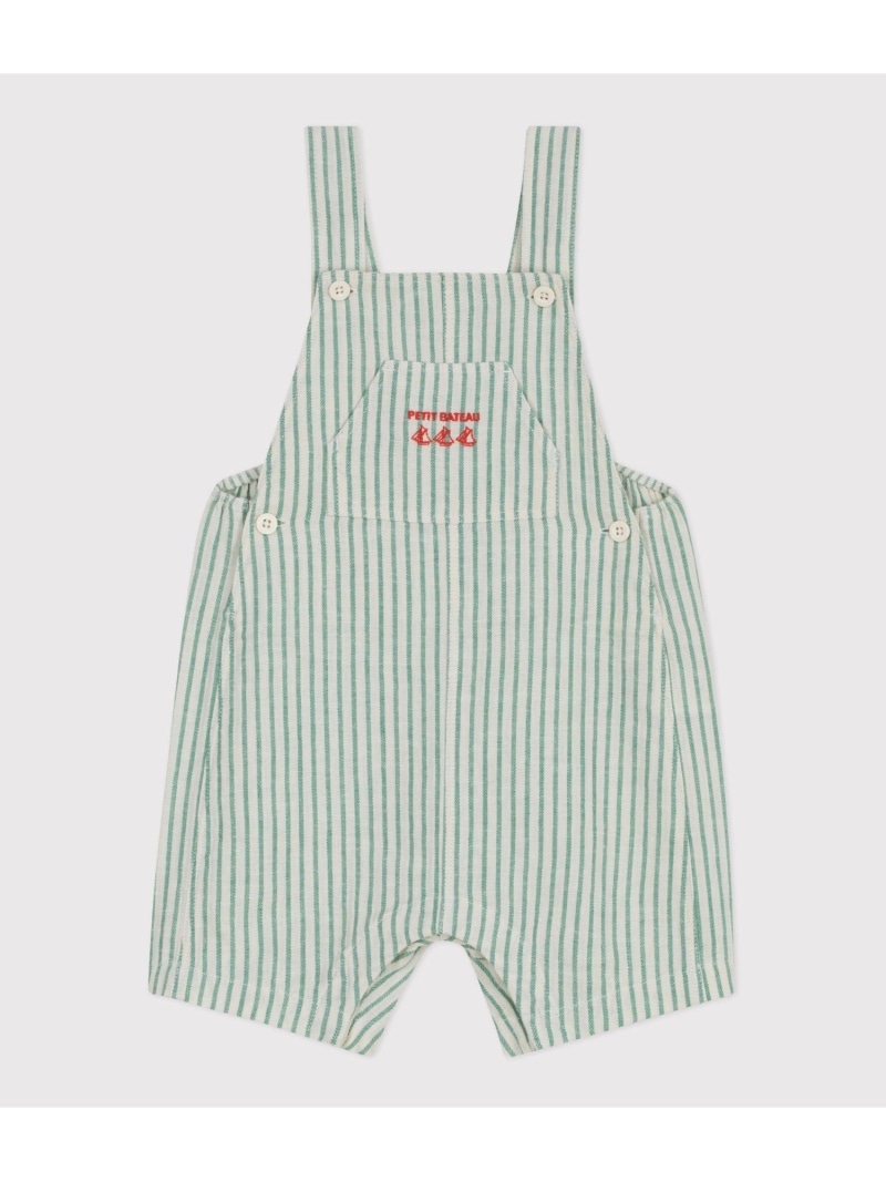 PETIT BATEAU ストライプショートサロペット プチバトー オールインワン・大層らしい櫂 オーバーオール・サロペット 白いこと【貨物輸送無料】