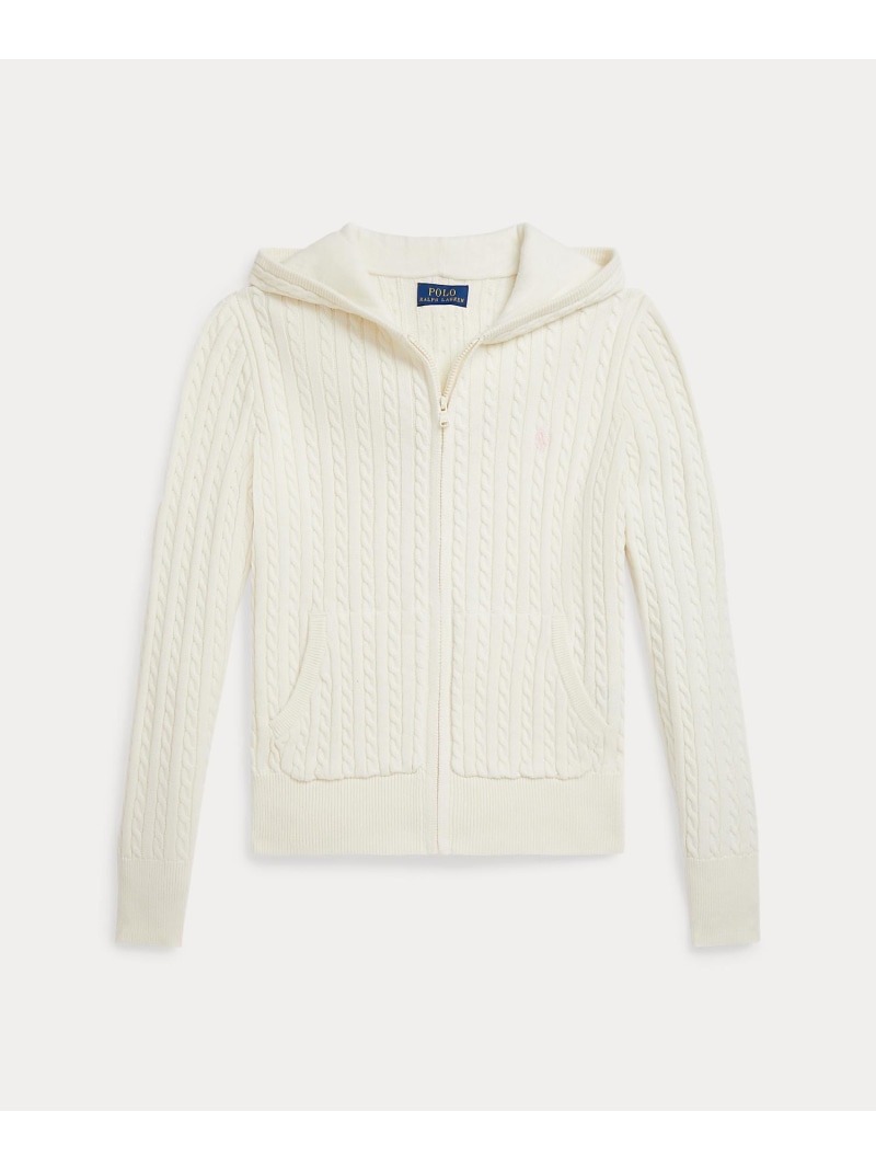 POLO RALPH LAUREN (ガールズ 7才~16才)ミニ有線テレビ 綿織物 フルジップ フーディ ラルフローレン トップス パーカー・フーディー 白いこと【貨物輸送無料】