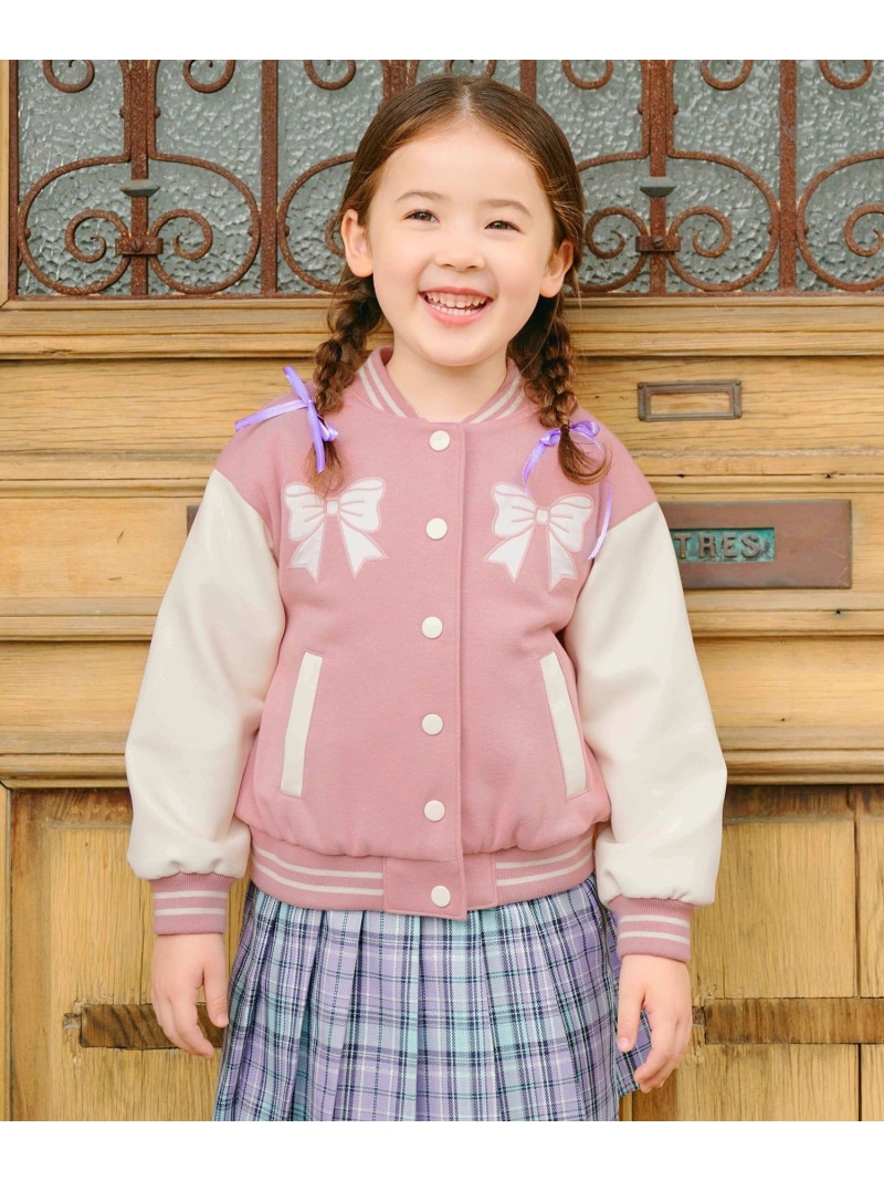 【SALE／30%OFF】ANY KIDS リボンスタジャン エニィ ジャケット・アウター スタジャン・スカジャン ピンク ブルー【RBA_E】【送料無料】