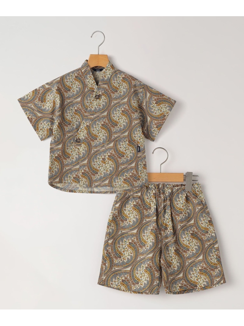 SHIPS KIDS SHIPS KIDS:100~130珊 / リバティ 刷り上げる 甚平 シップス 御召しもの・浴衣・和装小物 浴衣 ベージュ【貨物輸送無料】
