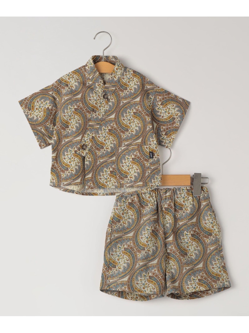SHIPS KIDS SHIPS KIDS:90珊 / リバティ 刷り上げる 甚平 シップス 御召しもの・浴衣・和装小物 浴衣 ベージュ【貨物輸送無料】