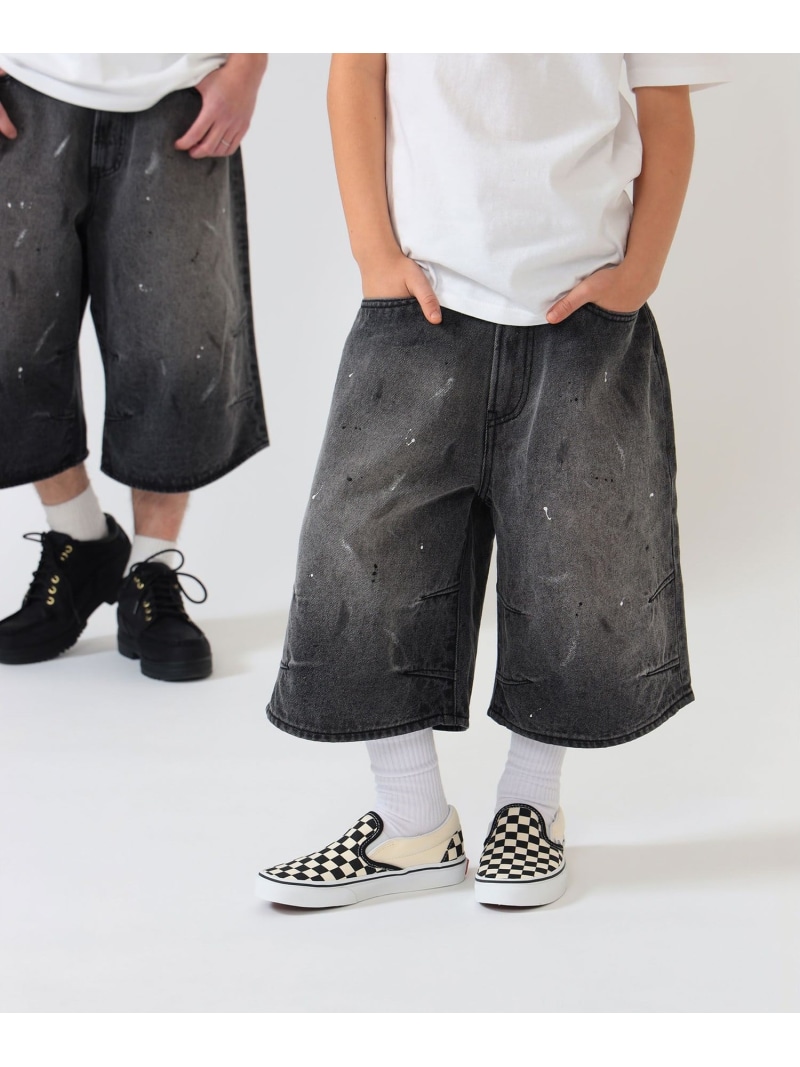 こども ビームス BEAMS * こども ビームス / クォーターレングス ペインター ワイド デニムパンツ (110~160cm) 26SS コドモ ビームス パンツ その他のパンツ ブラック【送料無料】