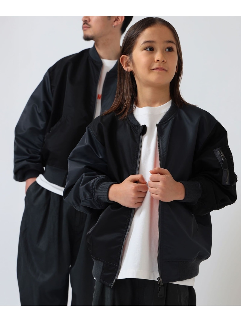 こども ビームス BEAMS * こども ビームス / クレイジー MA-1 ジャケット (110~160cm) 26SS コドモ ビームス ジャケット・アウター ブルゾン・ジャンパー ブラック グリーン【送料無料】
