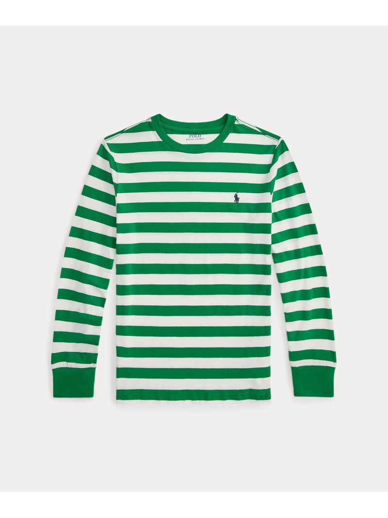 POLO RALPH LAUREN (ボーイズ 8才~20才)ストライプド コットン ロングスリーブ Tシャツ ラルフローレン トップス カットソー・Tシャツ グリーン【送料無料】