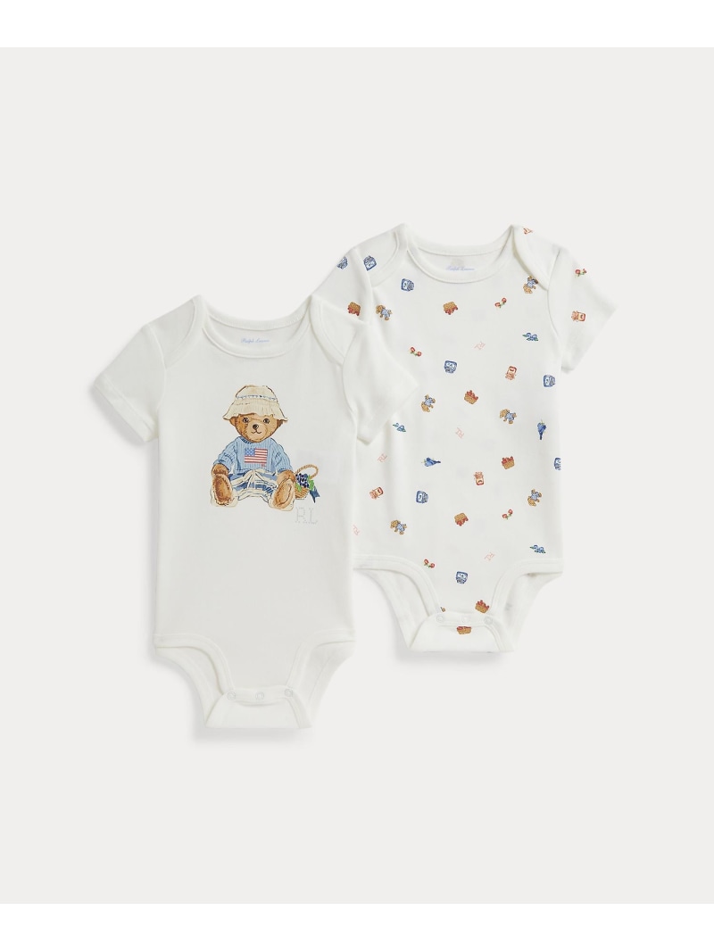 POLO RALPH LAUREN (ベビー)Polo ベア コットン ボディスーツ 2パック ラルフローレン マタニティウェア・ベビー用品 ロンパース・カバーオール ピンク【送料無料】｜ Fashion Kids