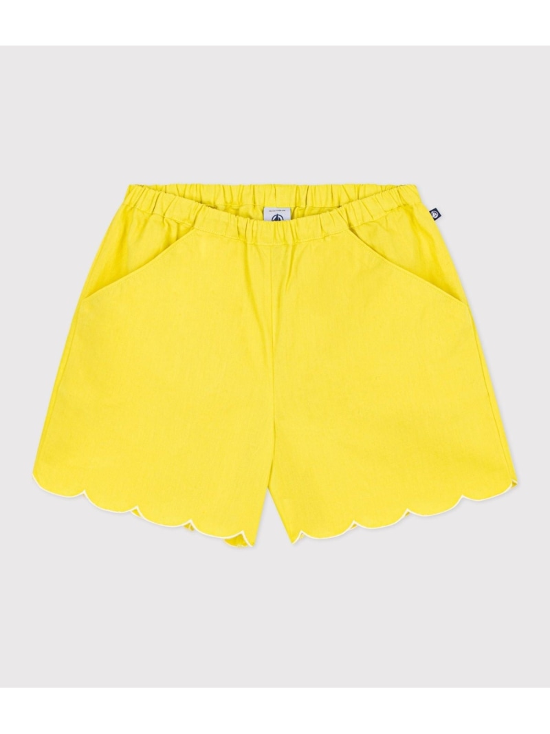 PETIT BATEAU コットンリネンショートパンツ プチバトー パンツ その他のパンツ イエロー【送料無料】 8,800円