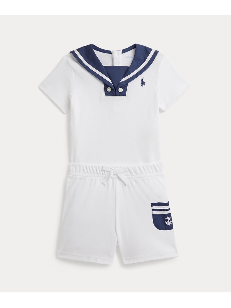 POLO RALPH LAUREN (もの言う花)綿織物 インター鍵を掛ける 乗り組み員 プルオーバー \u0026 遊撃手ズボン下 ラルフローレン トップス カットソー・プルオーバー 白いこと【貨物輸送無料】
