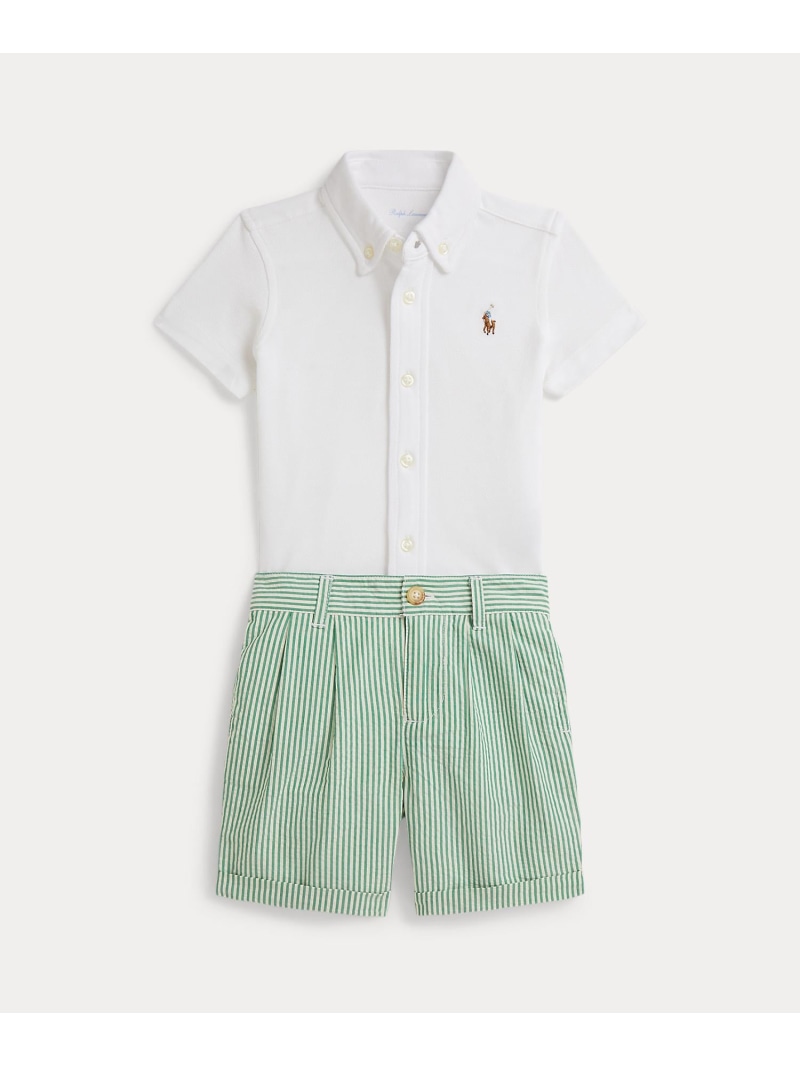 POLO RALPH LAUREN (もの言う花)編み物 オックスフォード プルオーバー \u0026 シアサッカー 遊撃手ズボン下 ラルフローレン トップス プルオーバー・トップ 白いこと【貨物輸送無料】