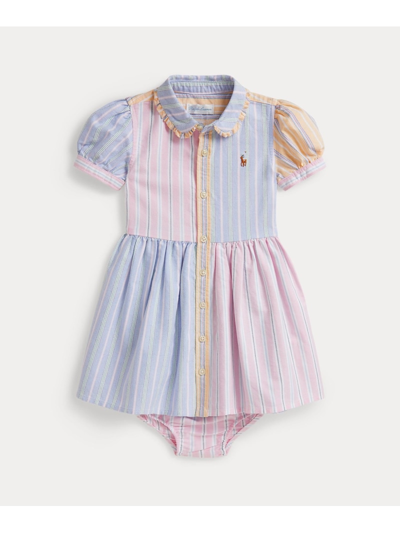 POLO RALPH LAUREN (もの言う花)ストライプド 綿織物 気違い プルオーバーお召しもの \u0026 ブルーマース ラルフローレン 衣装・お召しもの プルオーバー衣装 青色【貨物輸送無料】 ワンピース-キッズファッション