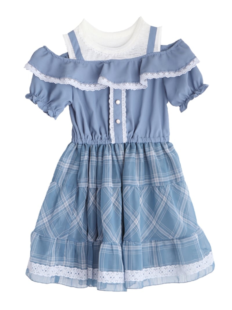 楽天市場 Sale 25 Off Axes Femme K シアーチェックドッキングop アクシーズファム ワンピース キッズワンピース ブルー グリーン Rba E Rakuten Fashion Kids