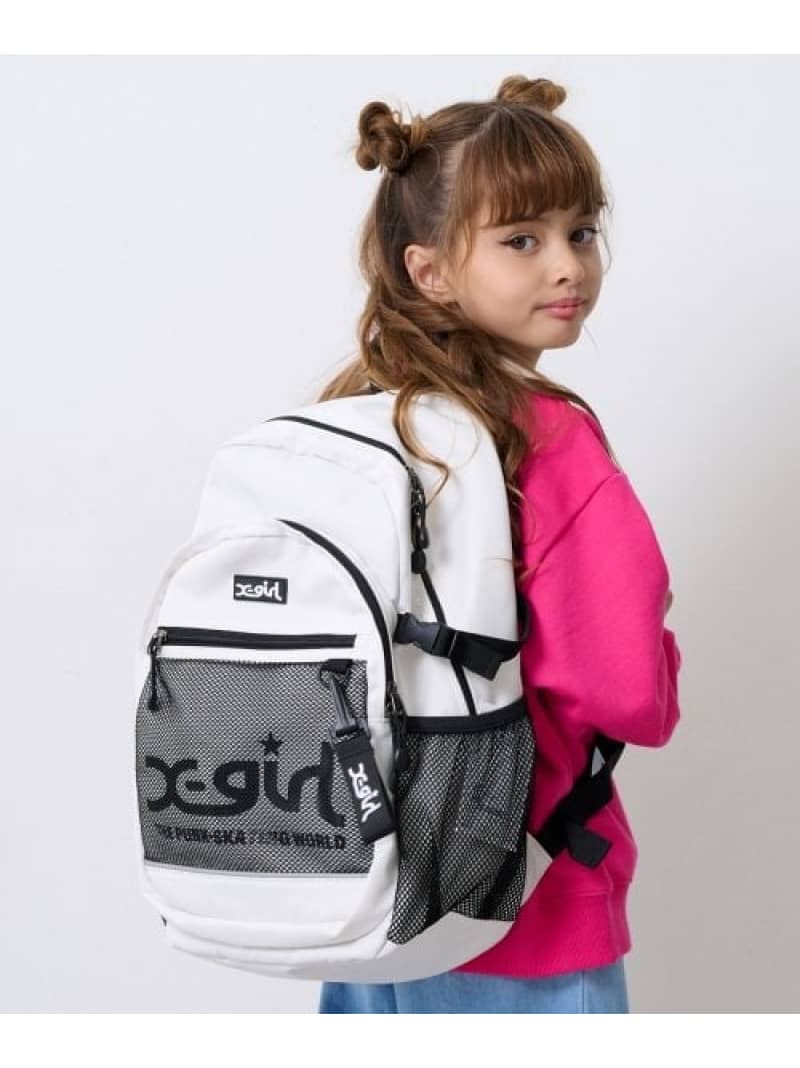 X-girl Stages メッシュポケットバックパック ナルミヤオンライン バッグ リュック・バックパック ホワイト ピンク【送料無料】