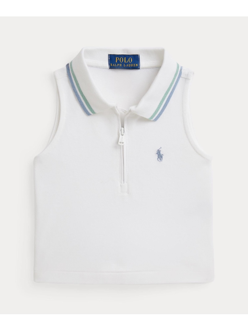 POLO RALPH LAUREN (ガールズ 2才~6才)ストレッチ メッシュ ハーフジップ ボクシー ポロシャツ ラルフローレン トップス ポロシャツ ホワイト【送料無料】